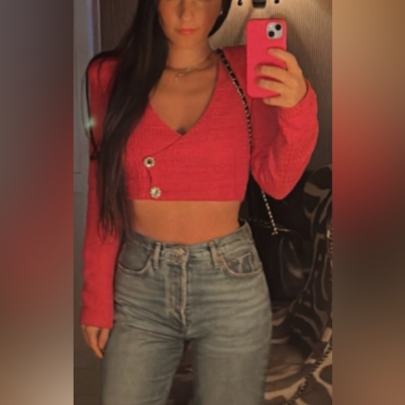 Zara Stylish Pink Women's Crop Top - Picture 2 of 3